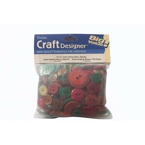 Darice Craft Designer Christmas Plastic Buttons Mix 100g Big Value Pack